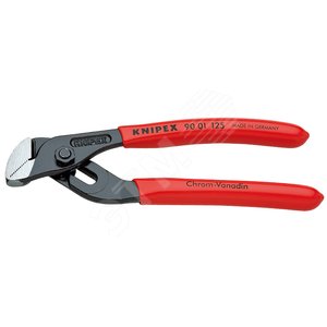 Мини-клещи переставныеавные сантехнические с гребенчатым шарниром 17 мм (11/16) под ключ 14 мм L-125 мм Cr-V серые обливные рукоятки - Knipex