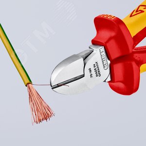 Бокорезы VDE 1000V резка - мягкая проволока 4мм проволока средней твердости 3мм твердая проволока 2мм L=160мм 62HRC диэлкектрические хромированные двухкомпонентные рукоятки крепление для страховки 7
