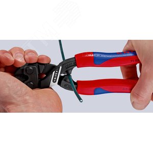 Болторез компактный CoBolT резка - мягкая проволока 6мм проволока средней твердости 52мм твердая проволока 4мм рояльная струна (HRC 59) 36мм L=200мм двухкомпонентные рукоятки крепление для страховки черный блистер - фото 4