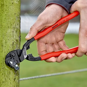 Болторез компактный CoBolT XL резка - с выемкой на кромках для реза толстой проволоки проволока средней твердости 56мм твердая проволока 4мм рояльная струна (HRC 59) 38мм L=200мм черный обливные рукоятки блистер - фото 5