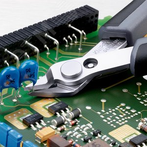 Бокорезы ESD прецизионные для тонких работ ElecTronic Super KNips антистатические мягкая проволока 02-16мм средней твердости 12мм L=125мм высокочастотная закалка режущих кромок до 64HRC черные 2-компонентные рукоятки - фото 4