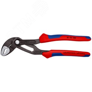 Клещи переставные COBRA сантехнические с фиксатором 42 мм (1 1/2) под ключ 36 мм L-180 мм Cr-V серые 2-компонентные рукоятки 3