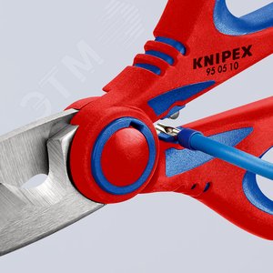 Ножницы электрика универсальные обжим концевых гильз до 6мм прецизионная заточка режущих кромок с микронасечками для чистого реза без проскальзывания L=160мм нержавеющая сталь двухкомпонентные рукоятки армированная фиберглассом блистер - фото 10