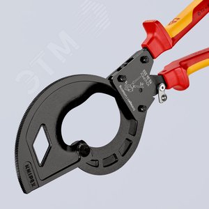 Кабелерез с храповым механизмом (трещоткой) VDE 1000V трехходовой зубчатый привод резка - кабель 60мм (600мм MCM 1200) L=320мм диэлектрический черный 2-компонентные рукоятки - фото 6