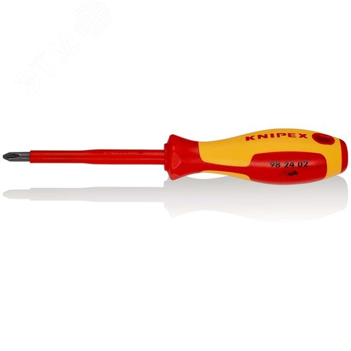 Отвёртка VDE Phillips PH2X100 мм, длина 212 мм, диэлектрическая - Knipex