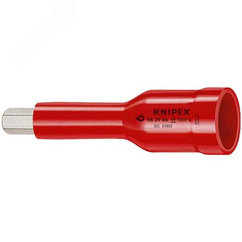 Головка торцевая VDE 1000V DR 1/2 с насадкой для винтов с внутренним шестигранником 11 мм диэлектрическая L-75 мм