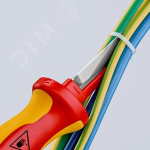 Нож для кабеля VDE 1000V пластиковый обух на лезвии для предупреждения КЗ L-190 мм диэлектрический 2-компонентная рукоятка - фото 6