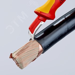 Нож для удаления изоляции VDE 1000V с пяткой нержавеющая хирургическая сталь L-180 мм диэлектрический 2-компонентная рукоятка блистер - фото 4