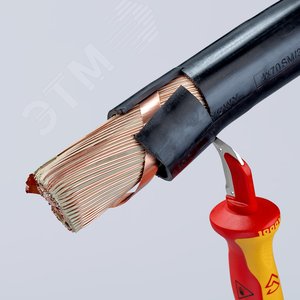 Нож для удаления изоляции VDE 1000V с пяткой нержавеющая хирургическая сталь L-180 мм диэлектрический 2-компонентная рукоятка блистер - фото 5