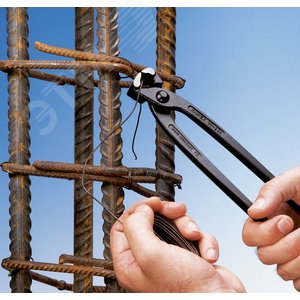 Клещи вязальные для арматурной сетки резка - проволока средней твердости 31мм твердая проволока 18мм режущая кромка 61 HRC / 25мм L=300мм обливные рукоятки блистер цвет черный - фото 7