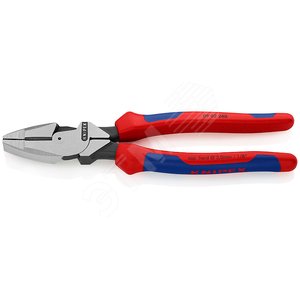 Плоскогубцы электромонтера Linemans Pliers резка - проволока средней твердости 46мм твердая проволока 3мм L=240мм двухкомпонентные рукоятки блистер цвет черный - Knipex