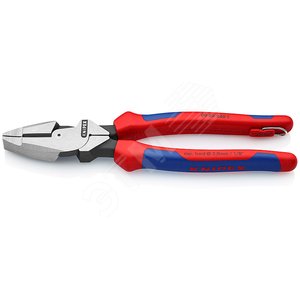 Плоскогубцы электромонтера Linemans Pliers резка - проволока средней твердости 46мм твердая проволока 3мм L=240мм двухкомпонентные рукоятки цвет черный крепление для страховки - Knipex