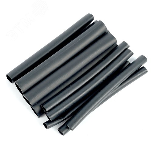 Трубка термоусадочная набор N9 длина 10 см., коэф. усадки 3:1, черный, (12шт в упаковке), 2