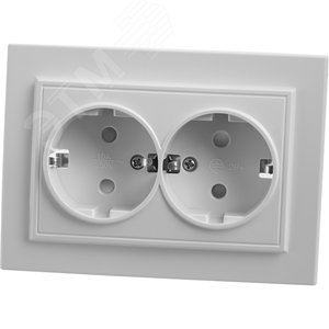 Розетка 2-местная с/з, Эрна, белый,