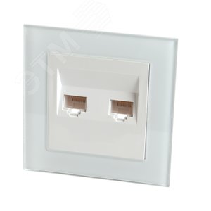 Розетка компьютерная 2-местная RJ-45, серия Катрин, белый, Stekker (GLS00-7006-01) - STEKKER