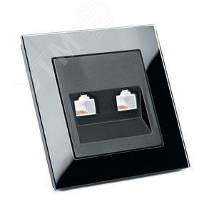 Розетка компьютерная 2-местная RJ-45, серия Катрин, черный, Stekker (GLS00-7006-05) - STEKKER
