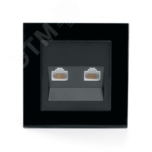 Розетка компьютерная 2-местная RJ-45, серия Катрин, черный, Stekker (GLS00-7006-05) - фото 2