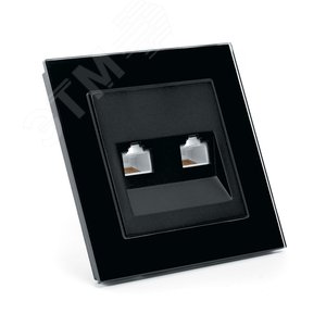 Розетка компьютерная 2-местная RJ-45, серия Катрин, черный, Stekker (GLS00-7006-05) - фото 3