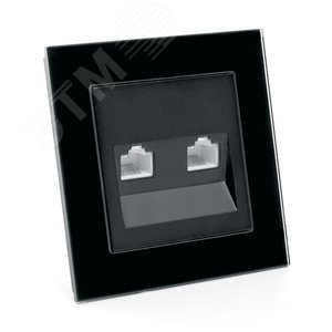Розетка компьютерная 2-местная RJ-45, серия Катрин, черный, Stekker (GLS00-7006-05) - фото 5