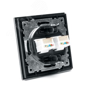 Розетка компьютерная 2-местная RJ-45, серия Катрин, черный, Stekker (GLS00-7006-05) - фото 6