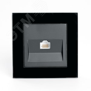 Розетка компьютерная 1-местная RJ-45, серия Катрин, черный, Stekker (GLS00-7007-05) - фото 2