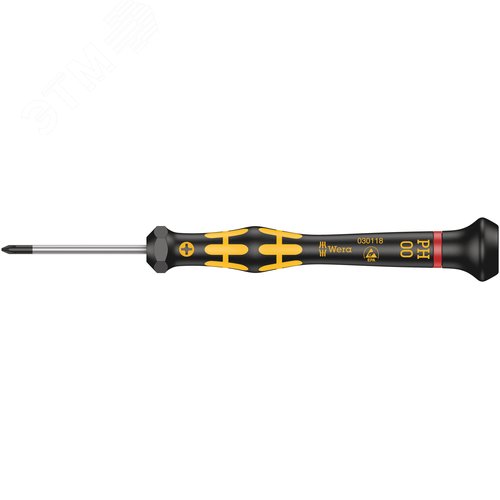 Отвёртка крестовая антистатическая для прецизионных работ 1550 PH ESD Kraftform Micro PH 00X40 мм - WERA