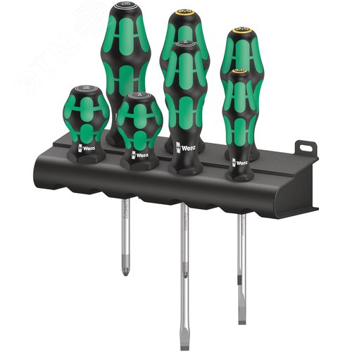 Набор отвёрток 300/7 Mix 2 7 предметов комплектация: 2x 355 PZ Stubby Отвёртка короткая: PZ 1x25 PZ 2x25 2x 355 PZ Отвёртка: PZ 1x80 PZ 2x100 1x 334 Отвёртка шлицевая 1.2X6.5X150 мм 2x 335 Отвёртка шлицевая: 0.5x3.0x80 1.0x5.5x125 1x Подставка для отвёрток Kraftform 190X50 мм - WERA