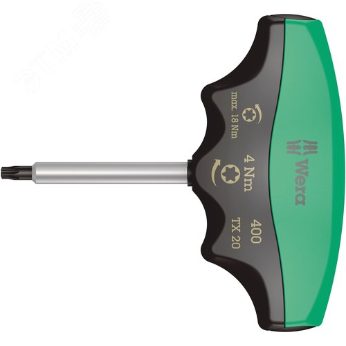 Индикатор крутящего момента с Т-образной рукояткой 300 TX TORX с фиксированным моментом затяжки с защитой от вмешательства в настройки TX 20X4.0 Нм - WERA