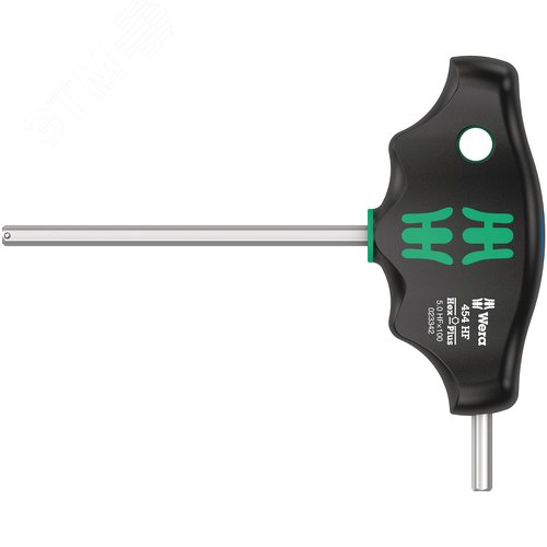 Отвёртка шестигранная 454 Hex-Plus HFс Т-образной рукояткой с функцией фиксации крепежа 5X100 мм с дополнительным коротким рабочим концом - WERA