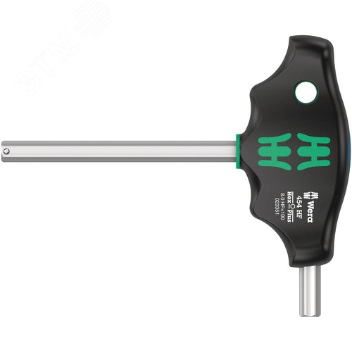 Отвёртка шестигранная 454 Hex-Plus HFс Т-образной рукояткой с функцией фиксации крепежа 8X100 мм с дополнительным коротким рабочим концом - WERA