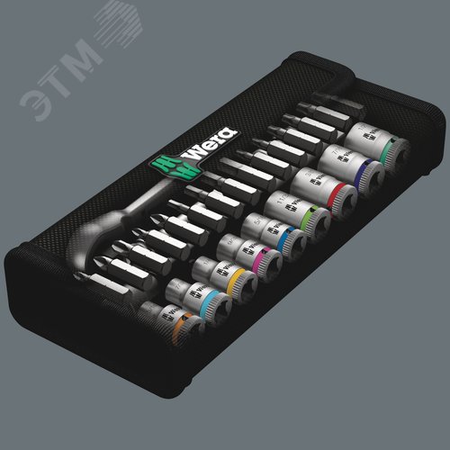 Набор с трещоткой 8100 SA 11 Zyklop Metal Switch с реверсом привод 1/4 28 предметов - фото 9