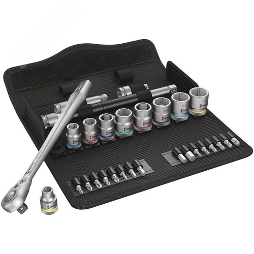 Набор с трещоткой 8100 SB 11 Zyklop Metal Switch с реверсом DR 3/8 29 предметов - WERA