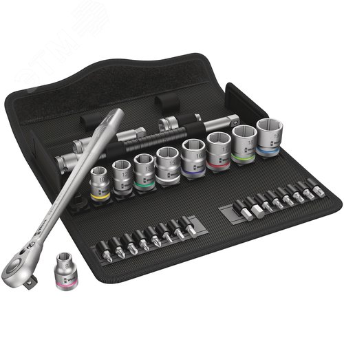Набор с трещоткой 8100 SB 8 Zyklop Metal Switch с реверсом DR 3/8 29 предметов - WERA