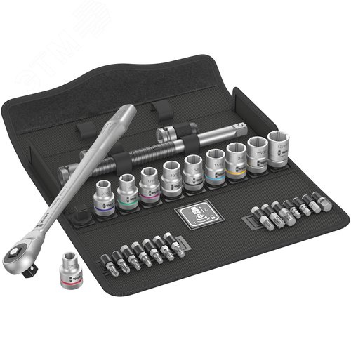 Набор с трещоткой 8100 SC 10 Zyklop Metal Push сдвижной квадрат DR 1/2 28 предметов - WERA