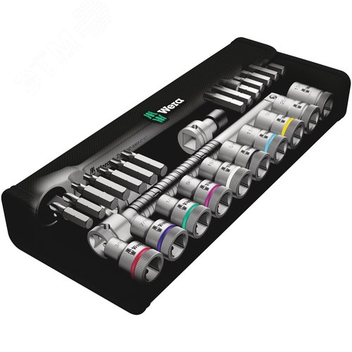 Набор с трещоткой 8100 SC 10 Zyklop Metal Push сдвижной квадрат DR 1/2 28 предметов - фото 2