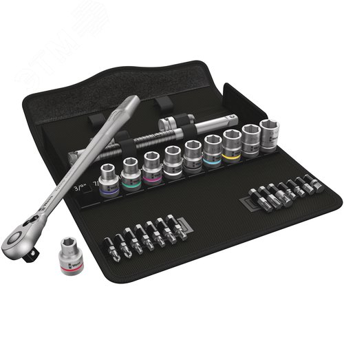 Набор с трещоткой 8100 SC 11 Zyklop Metal Switch с реверсом DR 1/2 28 предметов - WERA