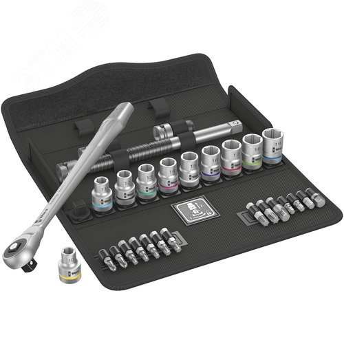 Набор с трещоткой 8100 SC 7 Zyklop Metal Push сдвижной квадрат DR 1/2 28 предметов - WERA