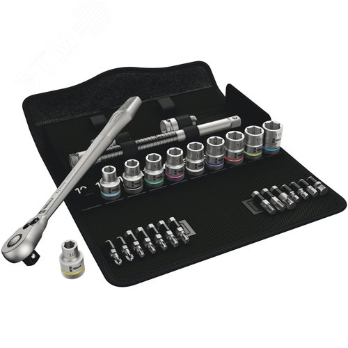 Набор с трещоткой 8100 SC 8 Zyklop Metal Switch с реверсом DR 1/2 28 предметов - WERA