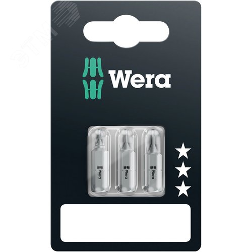 Бита 851/1 Z PH SB вязкая твердость хвостовик 1/4 C 6.3 3 шт PH 1x25 PH 2x25 PH 3x25 с держателем-еврослот - WERA