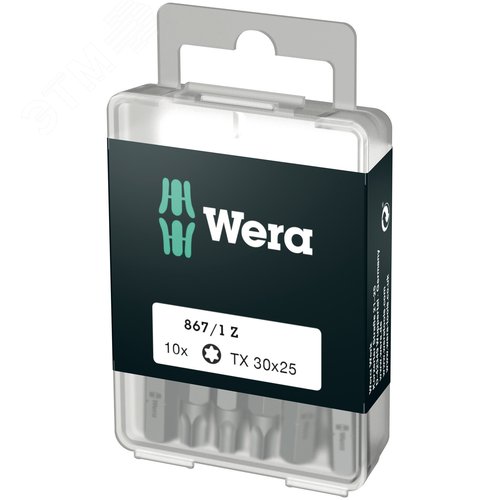 Набор бит 867/1 Z DIY 10 TORX 30 вязкая твердость хвостовик 1/4 C 6.3 TX 30X25 мм 10 шт с держателем-еврослот - WERA