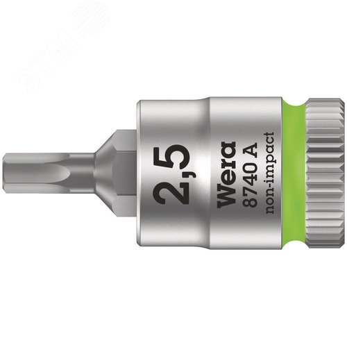 Головка торцевая 8740 A Hex-Plus Zyklop со вставкой под внутренний шестигранник DR 1/4 2.5X28 мм - WERA