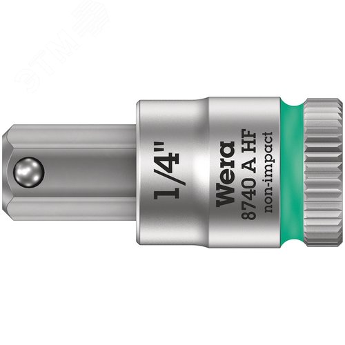 Головка торцевая 8740 A Hex-Plus HF Zyklop со вставкой под внутренний шестигранник DR 1/4 с функцией фиксации крепежа 1/4X28 мм - WERA