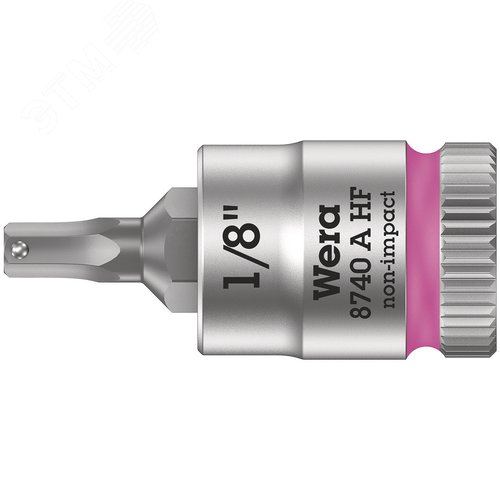 Головка торцевая 8740 A Hex-Plus HF Zyklop со вставкой под внутренний шестигранник DR 1/4 с фиксацией крепежа 1/8X28 мм - WERA