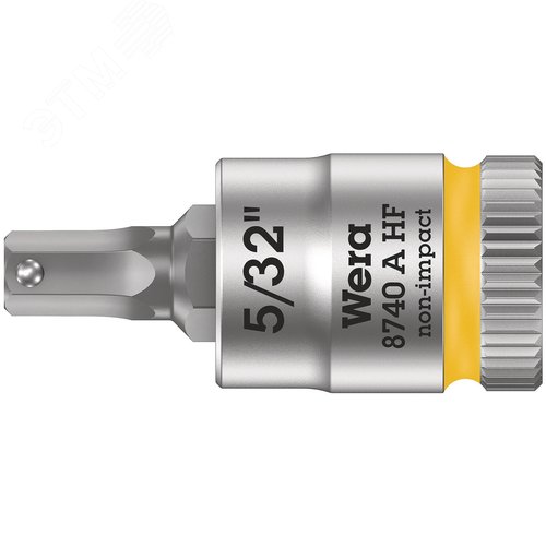 Головка торцевая 8740 A Hex-Plus HF Zyklop со вставкой под внутренний шестигранник DR 1/4 с функцией фиксации крепежа 5/32X28 мм - WERA