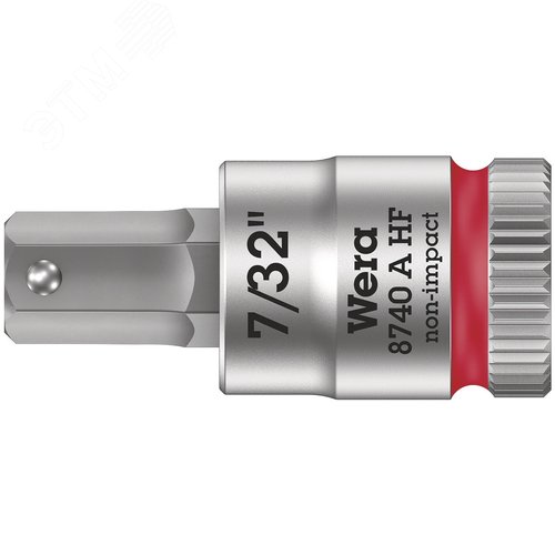 Головка торцевая 8740 A Hex-Plus HF Zyklop со вставкой под внутренний шестигранник DR 1/4 с функцией фиксации крепежа 7/32X28 мм - WERA