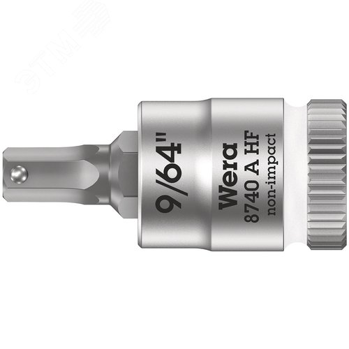 Головка торцевая 8740 A Hex-Plus HF Zyklop со вставкой под внутренний шестигранник DR 1/4 с функцией фиксации крепежа 9/64X28 мм - WERA