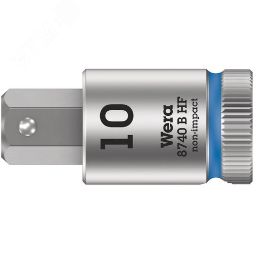 Головка торцевая 8740 B Hex-Plus HF Zyklop со вставкой под внутренний шестигранник DR 3/8 с функцией фиксации крепежа 10X38.5 мм - WERA