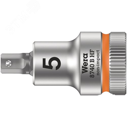 Головка торцевая 8740 B Hex-Plus HF Zyklop со вставкой под внутренний шестигранник DR 3/8 с функцией фиксации крепежа 5X35 мм - WERA