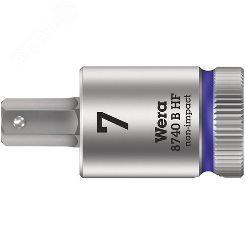 Головка торцевая 8740 B Hex-Plus HF Zyklop со вставкой под внутренний шестигранник DR 3/8 с функцией фиксации крепежа 7X38.5 мм - WERA