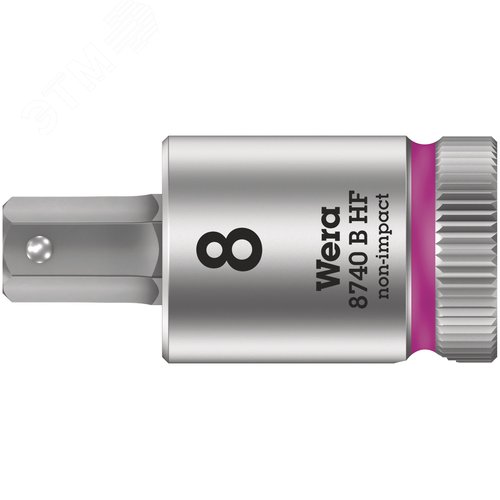 Головка торцевая 8740 B Hex-Plus HF Zyklop со вставкой под внутренний шестигранник DR 3/8 с функцией фиксации крепежа 8X38.5 мм - WERA